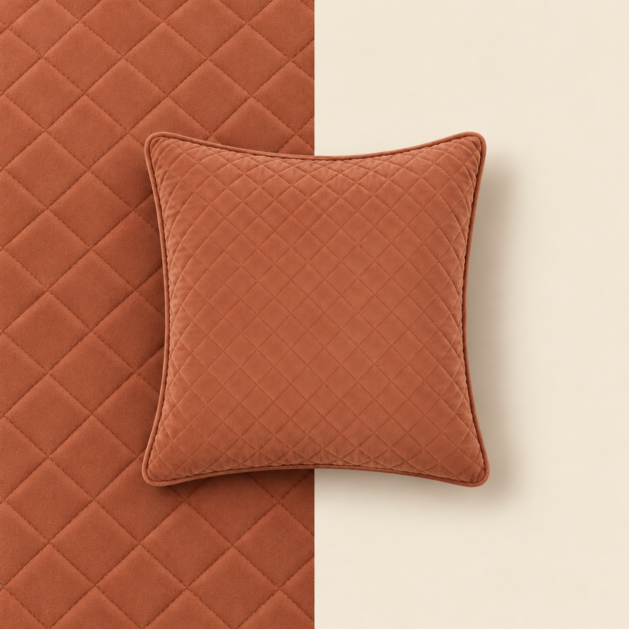 Terracotta Diamond Quilted Square Cushion