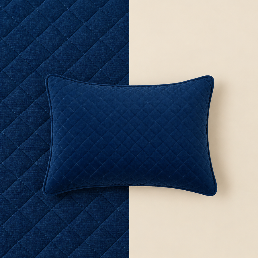 Quilted Diamond Navy Lumbar Pillow Cover
