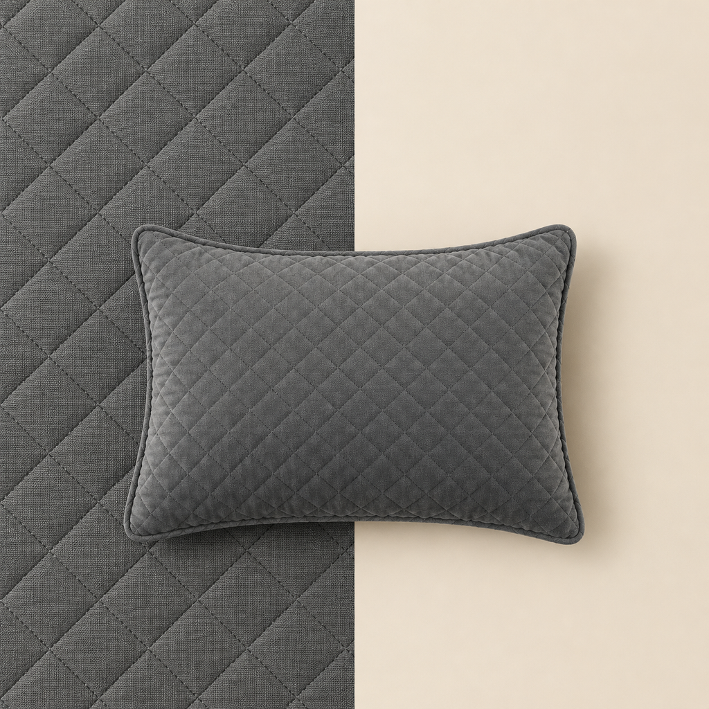 Charcoal Velvet Quilted Cushion