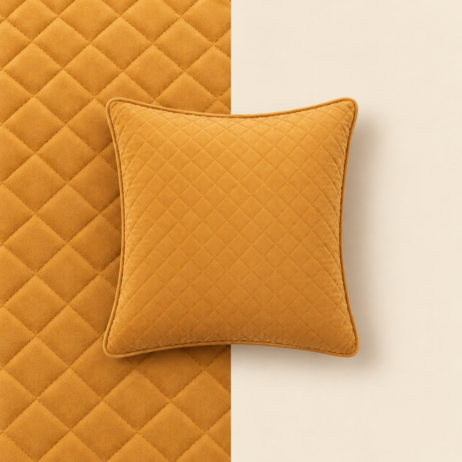 Mustard Yellow Diamond Quilted Square Cushion