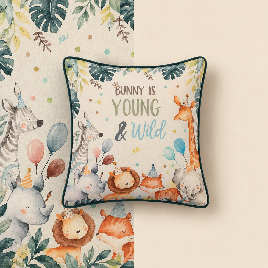 Young & Wild Safari Kids Square Cushion