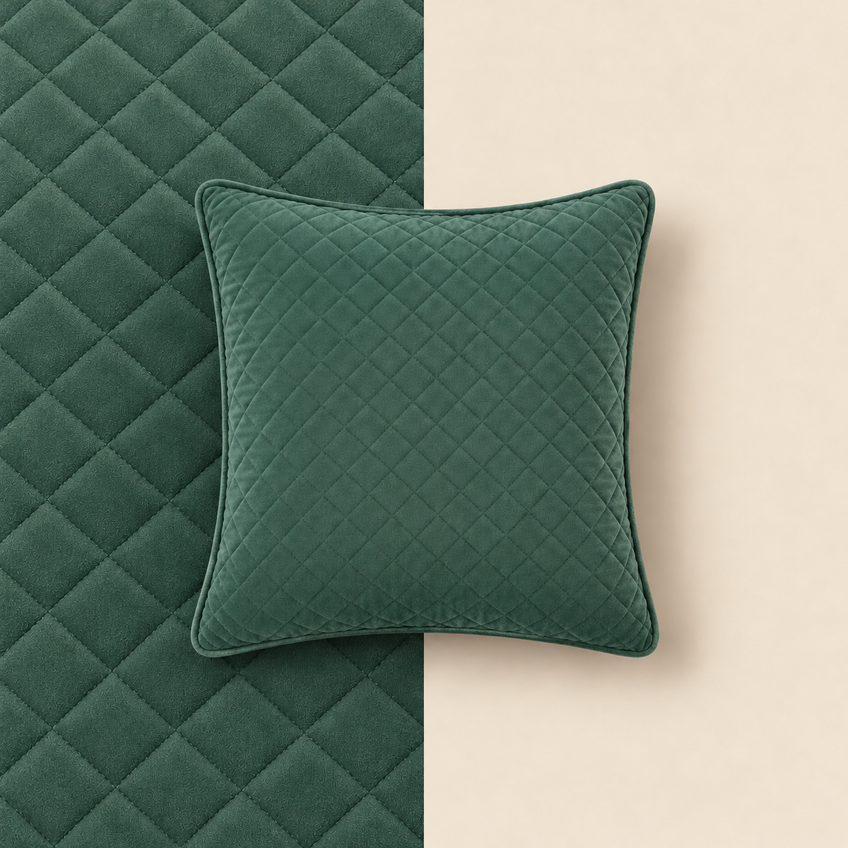 Sage Green Diamond Quilted Square Cushion