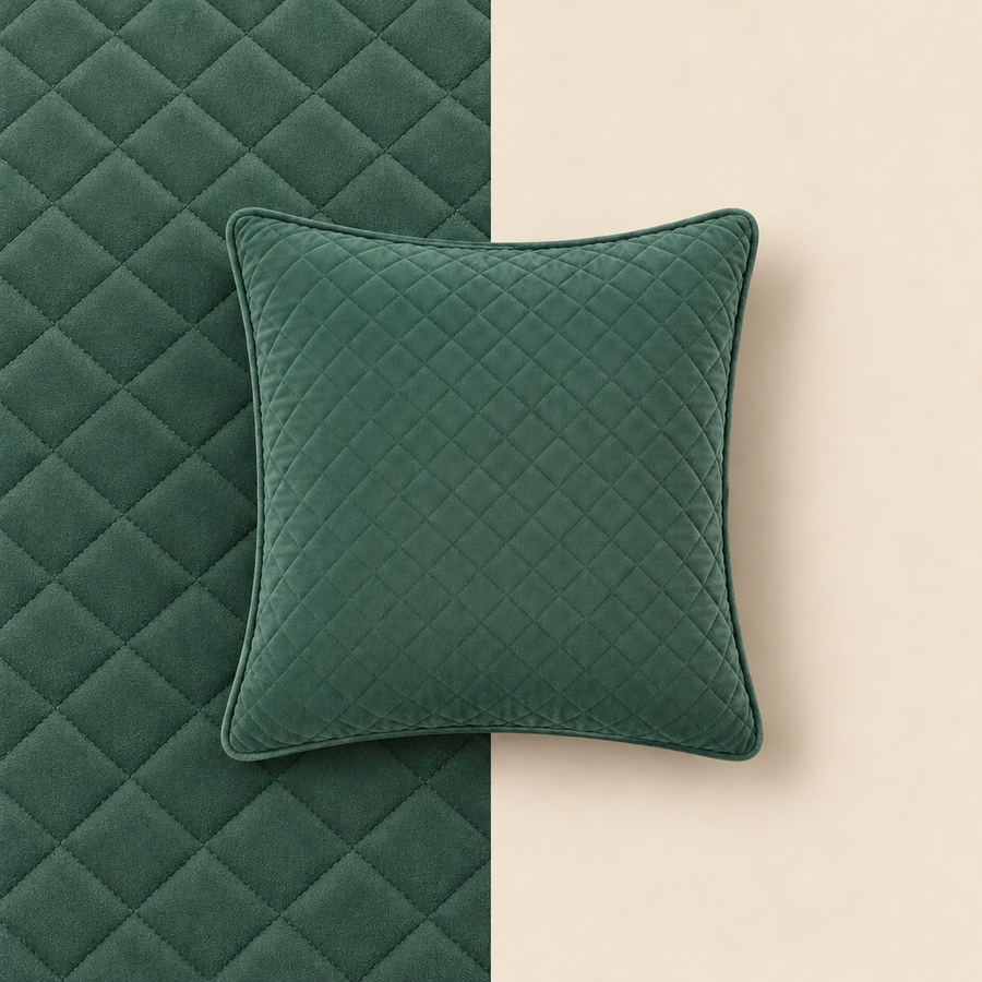 Sage Green Diamond Quilted Square Cushion