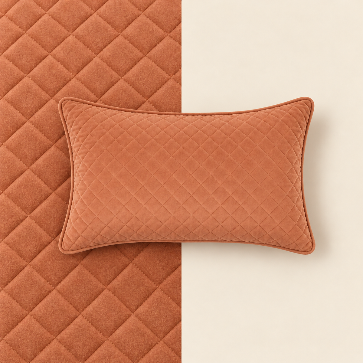 Terracotta Diamond Quilted Lumbar Pillow