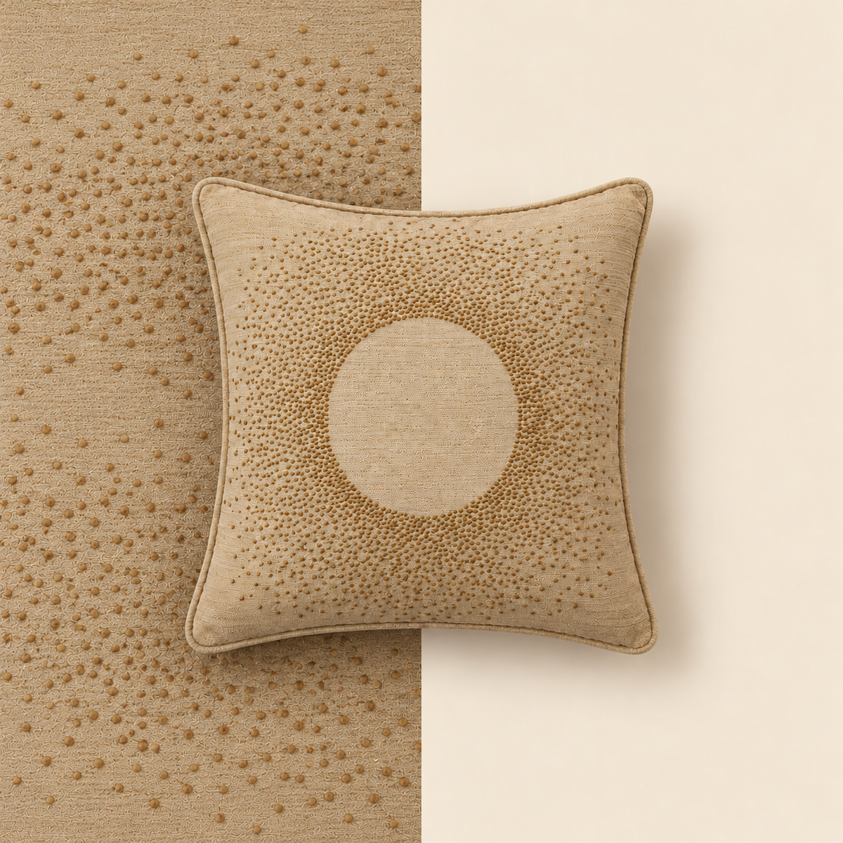 Celestial Sunburst French-Knot Square Cushion