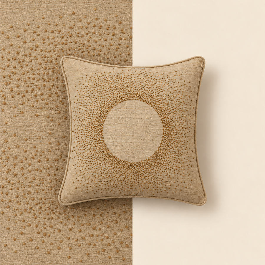 Celestial Sunburst French-Knot Square Cushion