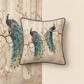 Royal Peacock & Blossom Square Cushion