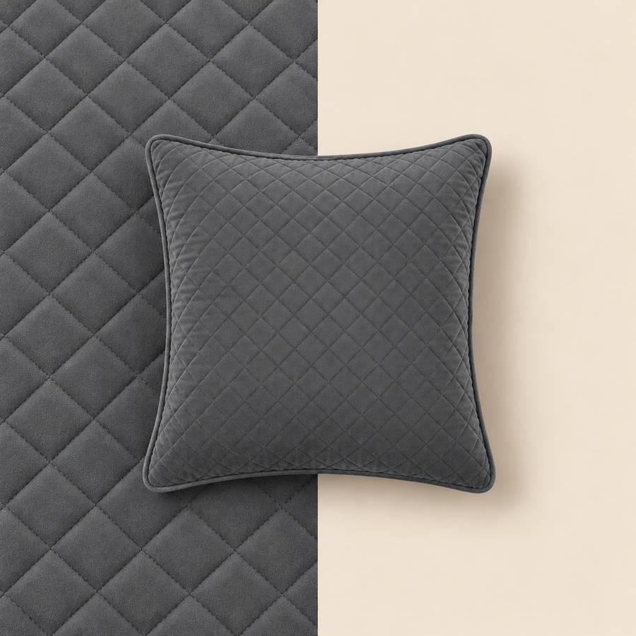 Charcoal Grey Diamond Quilted Square Cushion