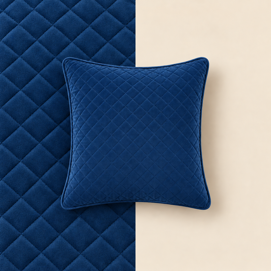 Classic Navy Diamond Quilted Square Cushion