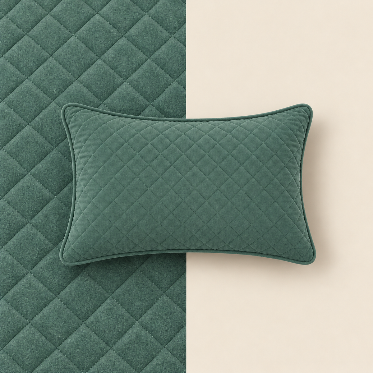 Sage Green Diamond Quilted Lumbar Pillow