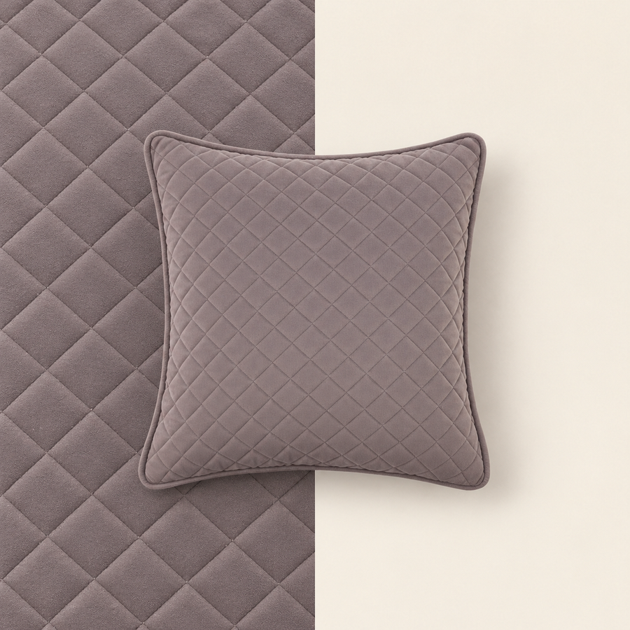 Soft Taupe Diamond Quilted Square Cushion