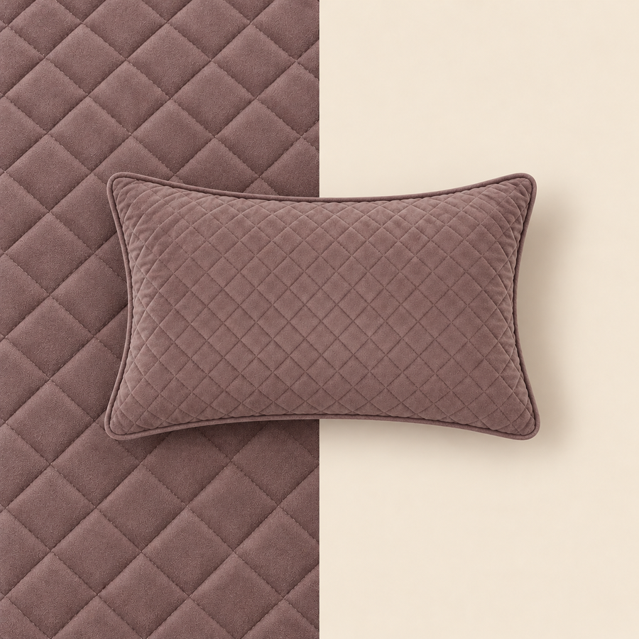 Dusty Mauve Diamond Quilted Lumbar Pillow