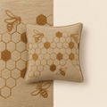 Golden Honeycomb Embroidered Square Cushion