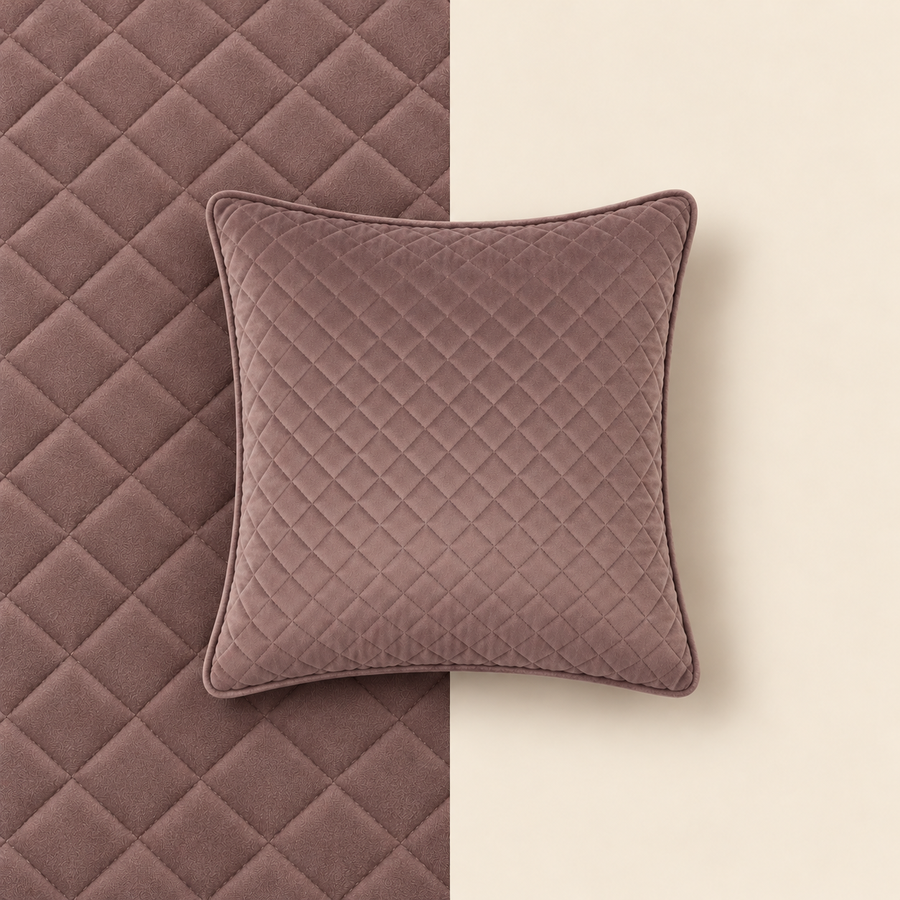 Dusty Mauve Diamond Quilted Square Cushion